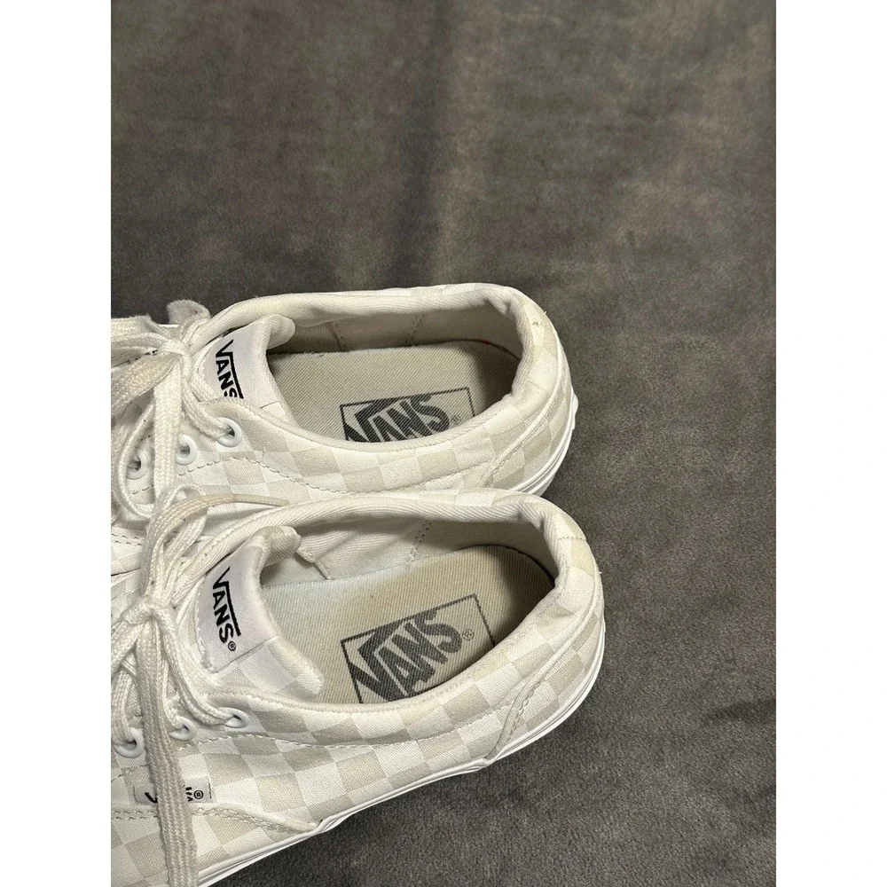 Vans Era Checkerboard White Off White Canvas Low Top Sneakers Womens 8